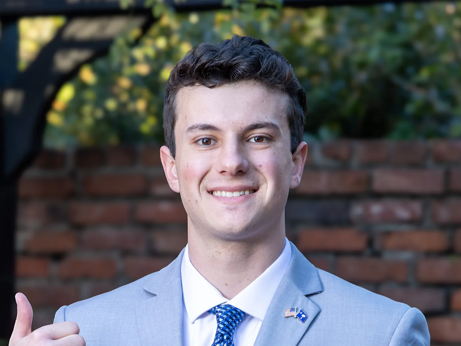 Third-year risk management and insurance student Cole Rotondo poses for a portrait outside Kennedy Greenhouse Studio on Feb. 17, 2026. Rotondo will serve as student body president for the 2026-27 school year.
