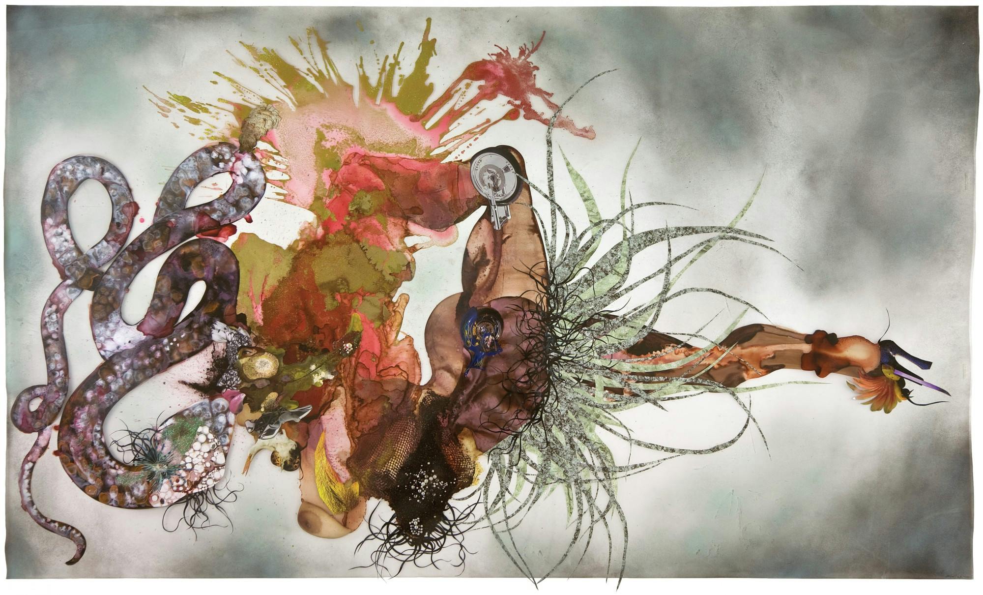 A painting titled "Non je ne regrette rien," by Wangechi Mutu, 2007.&nbsp;