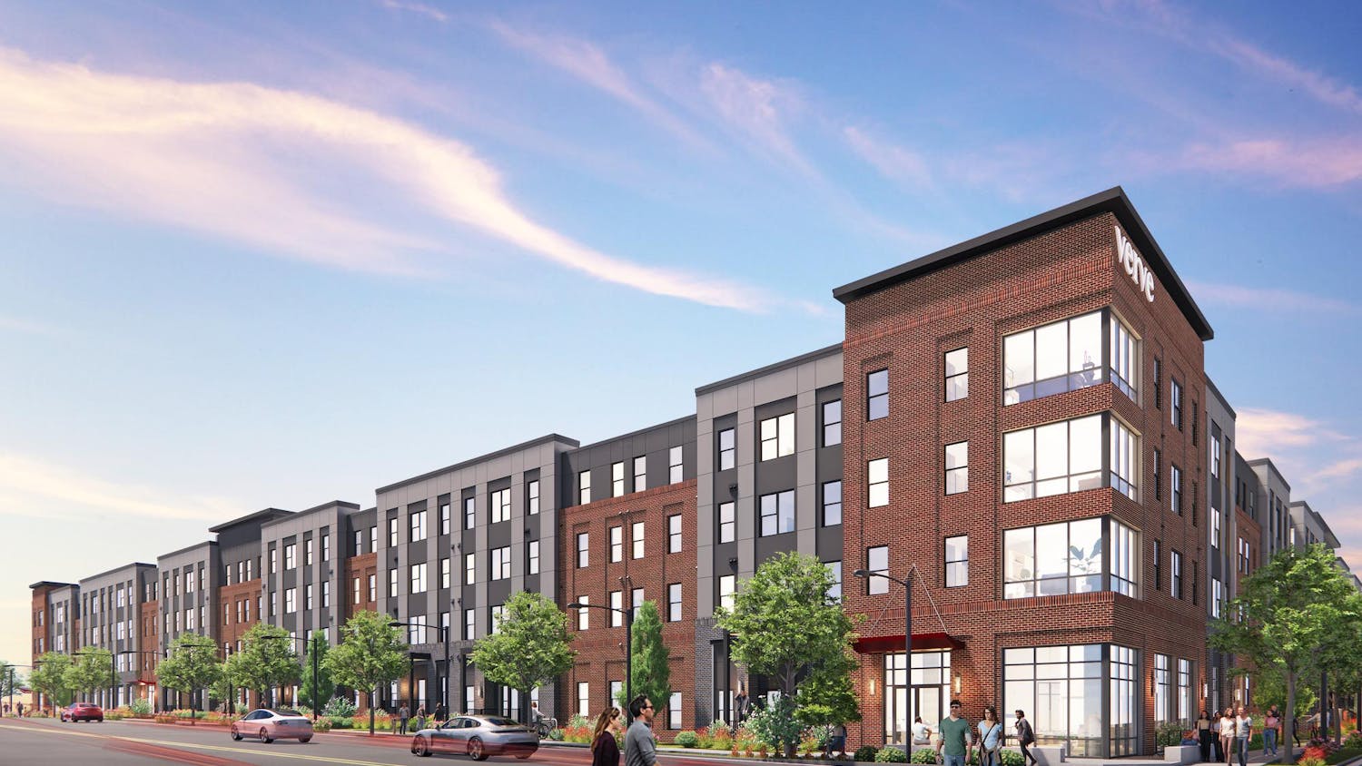 A rendering of the new student apartment, the Verve, is provided by Subtext. The apartment will be located on the corner of Huger and Blossom streets.