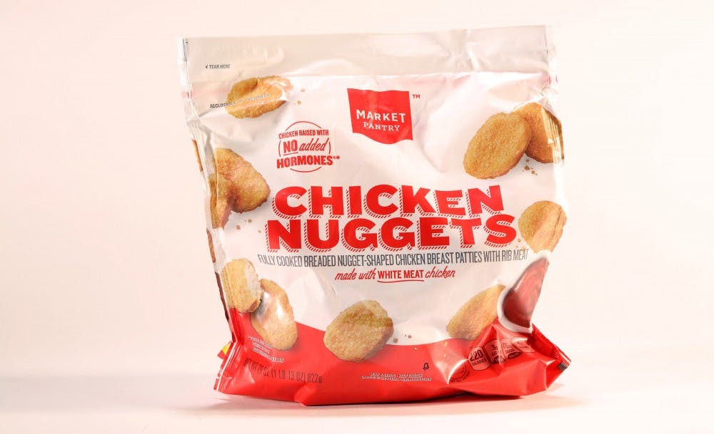 Except for being a touch salty, these nuggets were nearly perfect, with a peppery smell, crisp exterior and meat that looked and tasted like chicken. But one taster didn't like the color: "Too unnaturally tan - orange and bright. The Donald Trump of nugs?" $4 at Target (Abel Uribe/Chicago Tribune/TNS) 