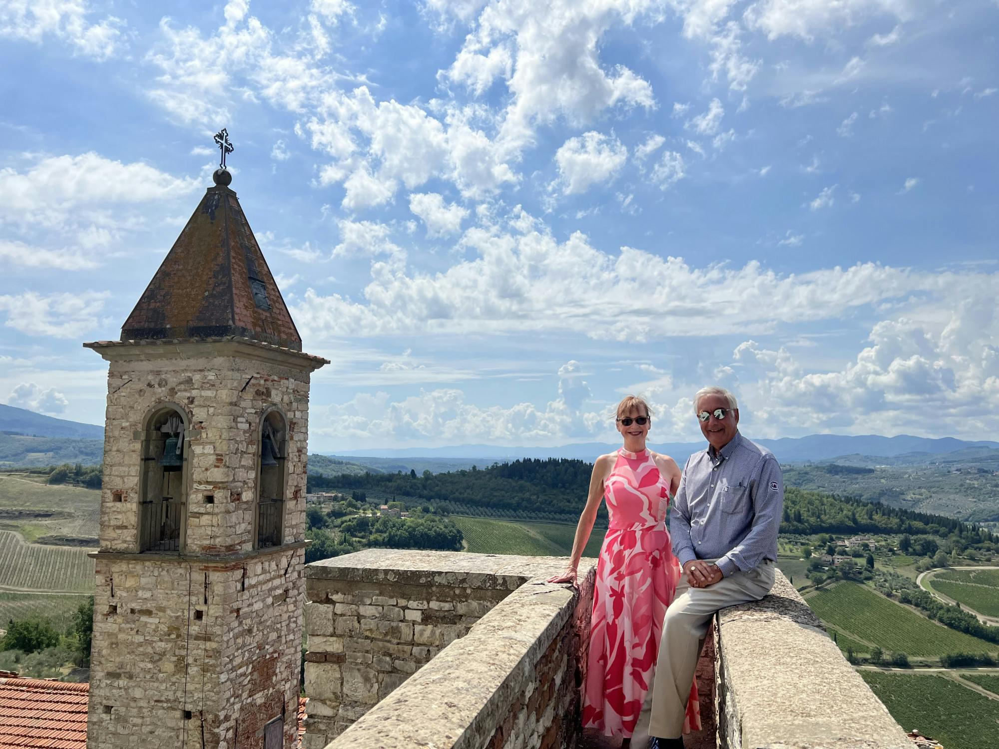 Harris and Patricia Pastides pose for a photo during a trip to Tuscany, Italy.&nbsp;