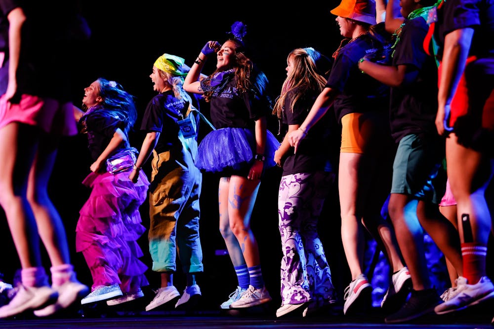Members of the Morale team perform a dance during Dance Marathon’s main event on April 8, 2022, benefiting Prisma Health Children’s Hospital. 