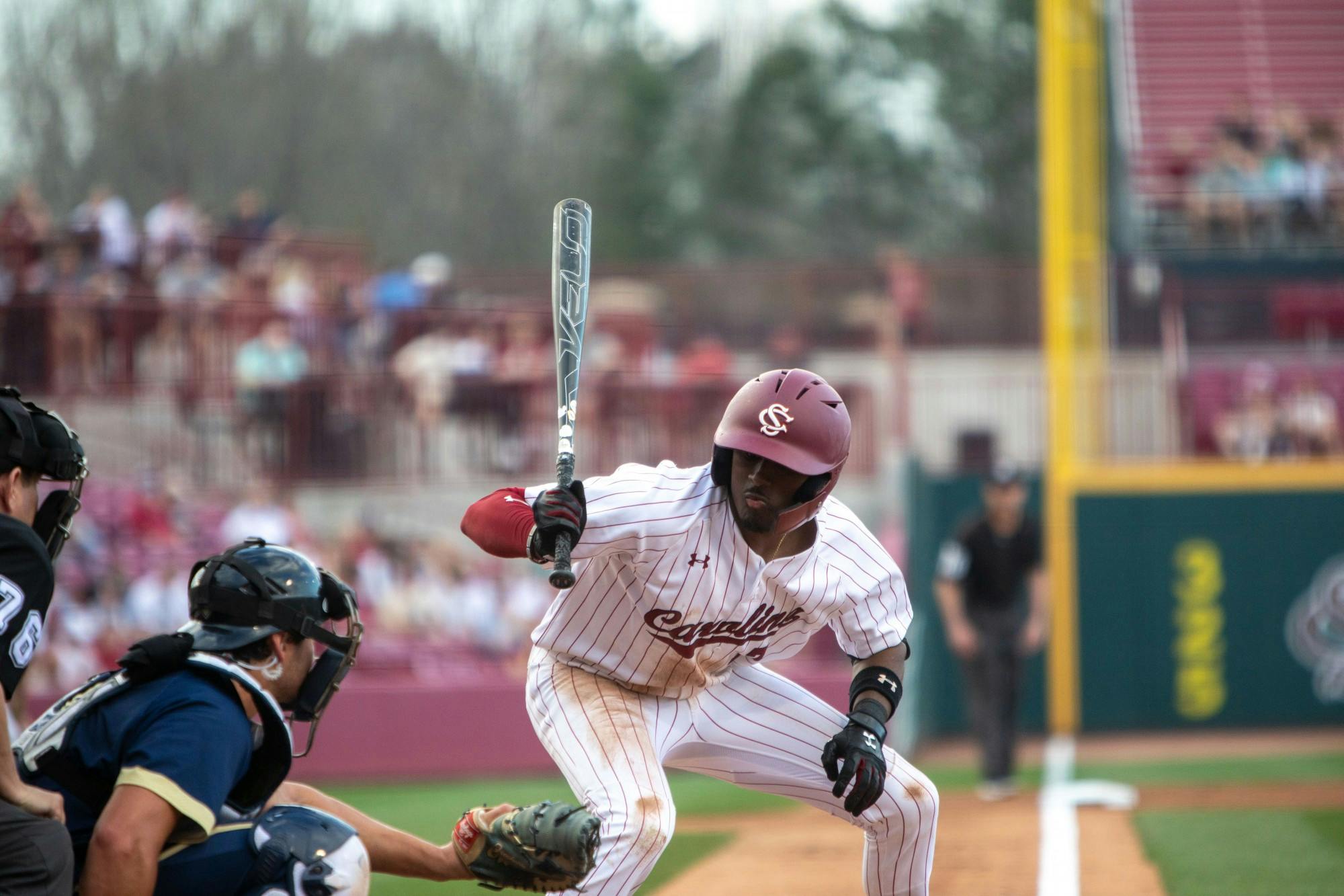 FILE— Freshman Pitcher/Infielder Michael Braswell prepares for a pitch on Feb. 26, 2022. Braswell is quickly becoming a favorite amongst fans of USC baseball.
