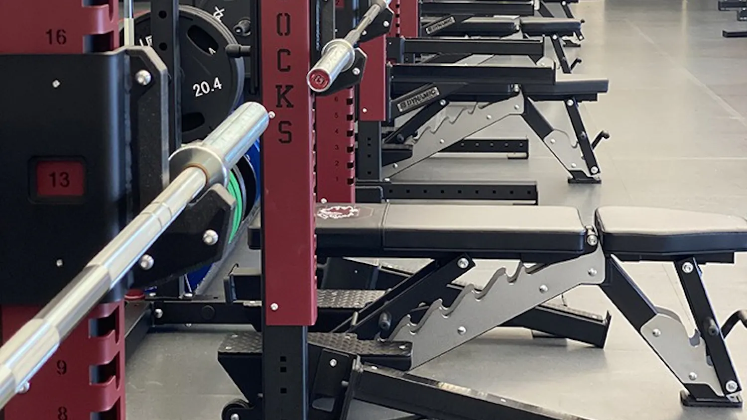  New rows of bench presses and squat racks have been added to the Strom Thurmond Wellness and Fitness Center. 