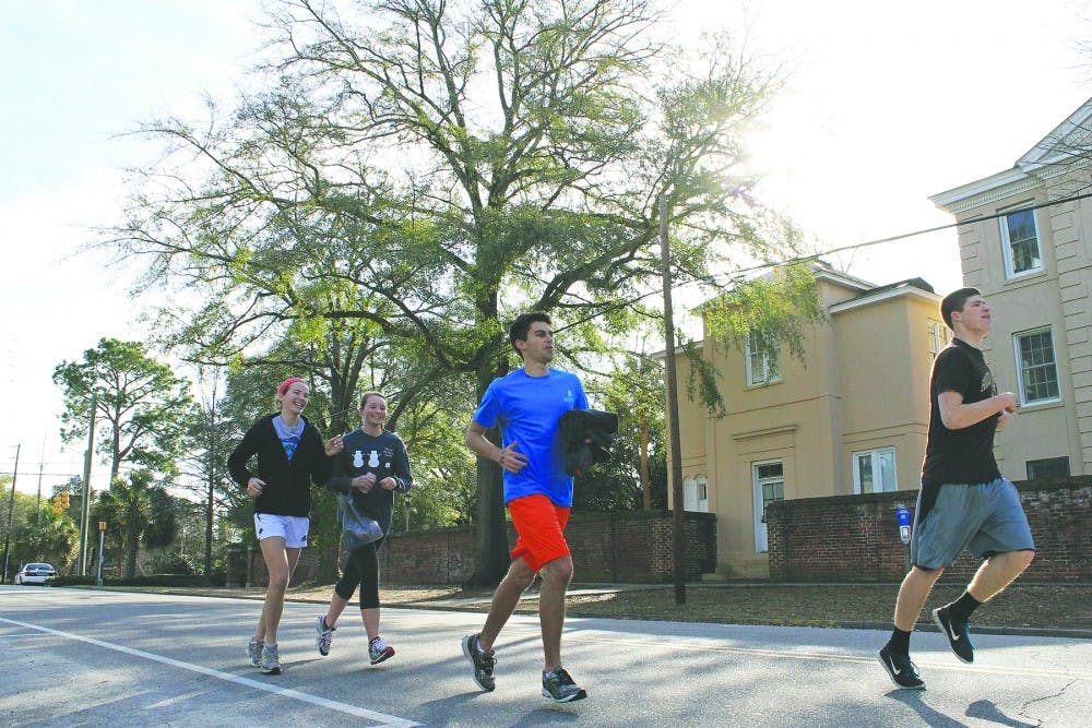 	Runners in Omega Phi Alpha&#8217;s Polar Run were required to wear 12 layers of clothes to the start of the race. Throughout the run, the layers were shed and the extra clothes were given to the Salvation Army.