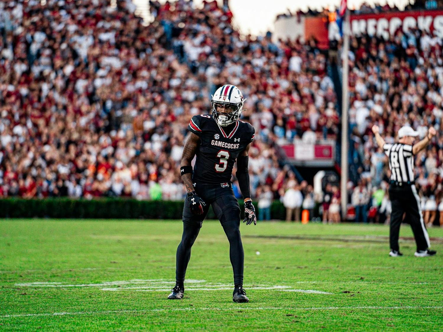 FILE — Freshman wide receiver Mazeo Bennett Jr. Is tackled after rushing the ball down the field for a touchdown. The Gamecocks won 34-30 for the Mizzou matchup at the Williams-Brice Stadium.
