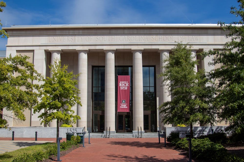 <p>The front of the University of South Carolina Joseph F. Rice School of Law is pictured on Aug. 25, 2024. The USC law school welcomed former Cayce police chief Chris Cowan to its staff.</p>