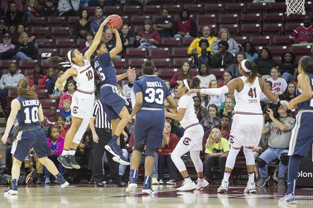 Women's basketball win 93-38 against St. Peter's on November 22, 2016.