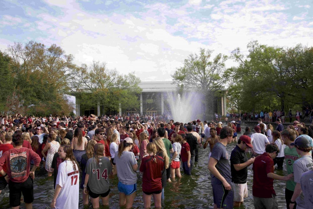 Men's basketball victory vs. Florida celebration The Daily Gamecock