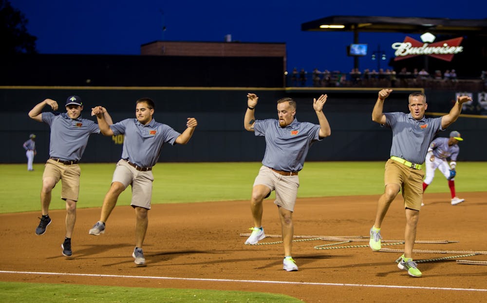 The Fly Guys, a male dance group composed of front office workers for the Fireflies baseball team, dance on the field. The Fly Guys perform choreographed pieces to popular songs such as “Single Ladies” and “Call Me Maybe.”