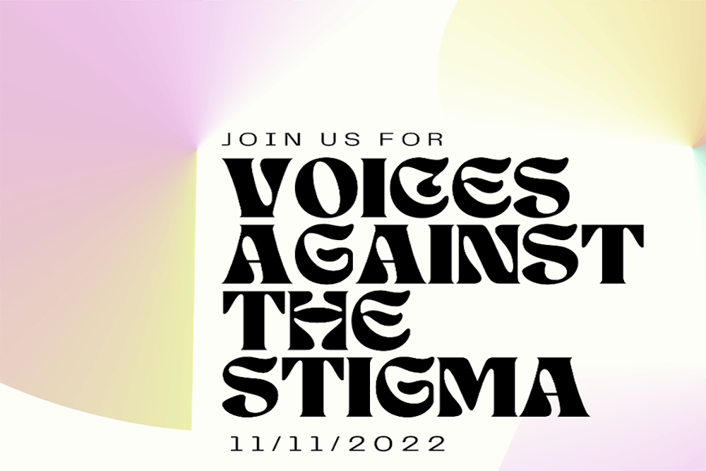 <p>Graphic for Voices Against Stigma, local artists and performers will gather to perform to attendees in the Russell House Ballroom in support of mental health activism on Nov. 11, 2022. This mental health awareness concert is free for students and community members and aims to support local mental health organizations and erase the negative stigma surrounding mental health issues.</p>