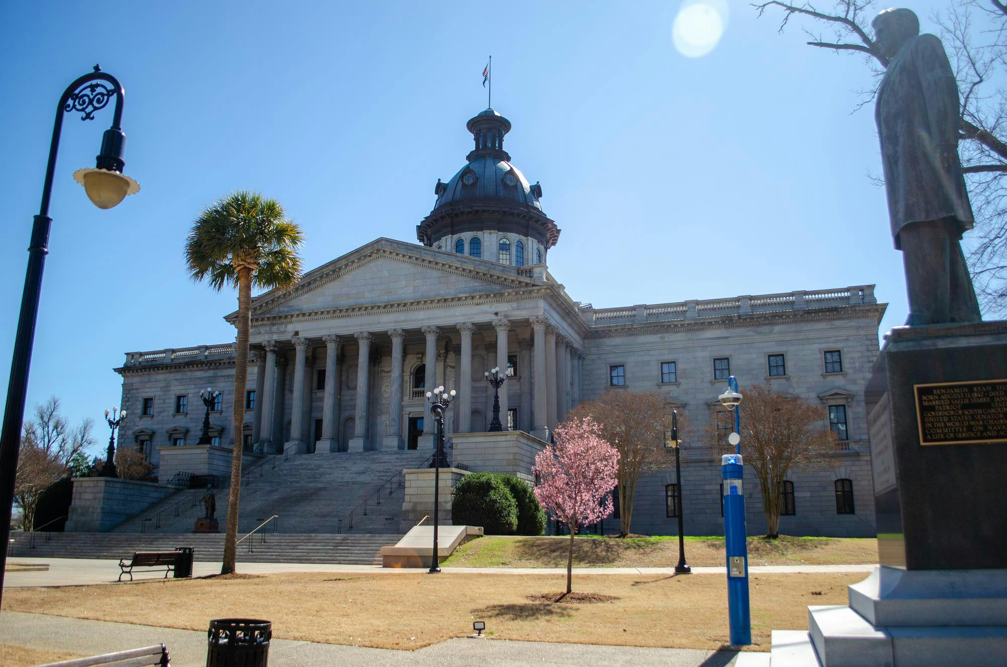 The South Carolina State House is seen on Feb. 23, 2026. Jim Clyburn started his career in politics in the early 1970s when he moved to Columbia to work for then-governor John C. West.
