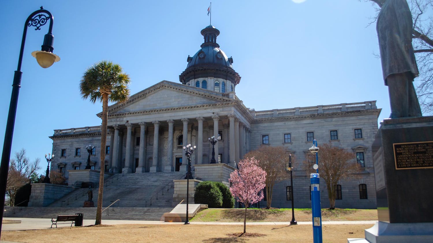 The South Carolina State House is seen on Feb. 23, 2026. Jim Clyburn started his career in politics in the early 1970s when he moved to Columbia to work for then-governor John C. West.
