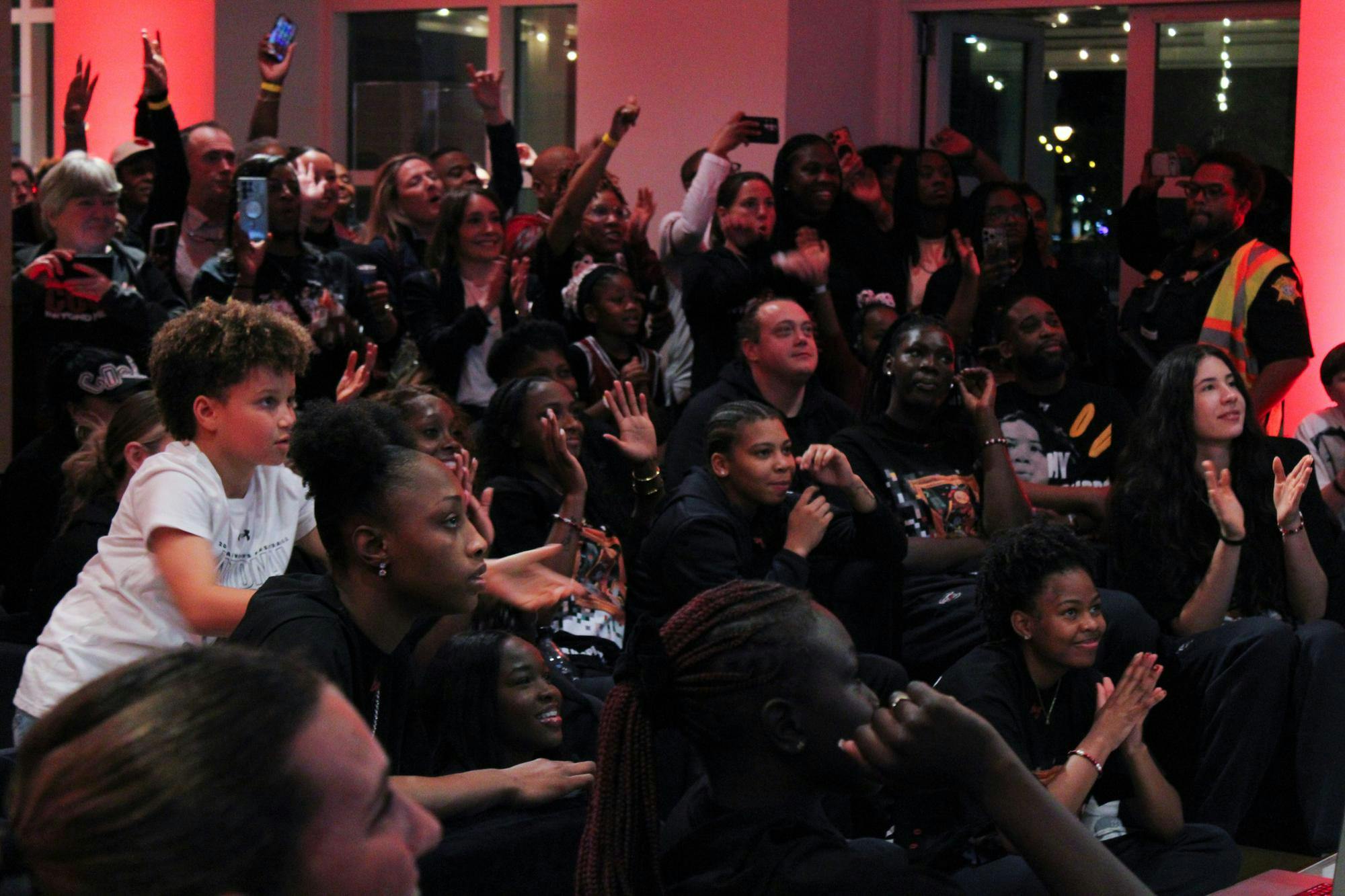 The South Carolina Gamecocks and fans celebrate the No. 1 seed in Sacramento 4 at the NCAA Selection Show fan event on March 15, 2026, at the Columbia Museum of Art. This is the sixth consecutive season and 10th time overall that the Gamecock women have earned an NCAA Tournament No. 1 seed.