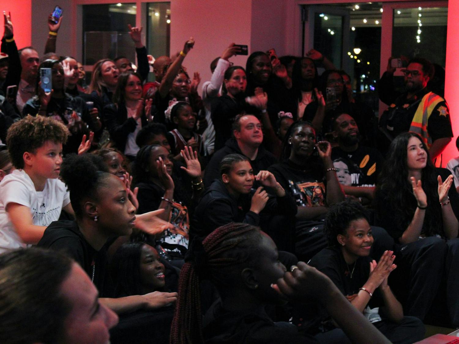 The South Carolina Gamecocks and fans celebrate the No. 1 seed in Sacramento 4 at the NCAA Selection Show fan event on March 15, 2026, at the Columbia Museum of Art. This is the sixth consecutive season and 10th time overall that the Gamecock women have earned an NCAA Tournament No. 1 seed.