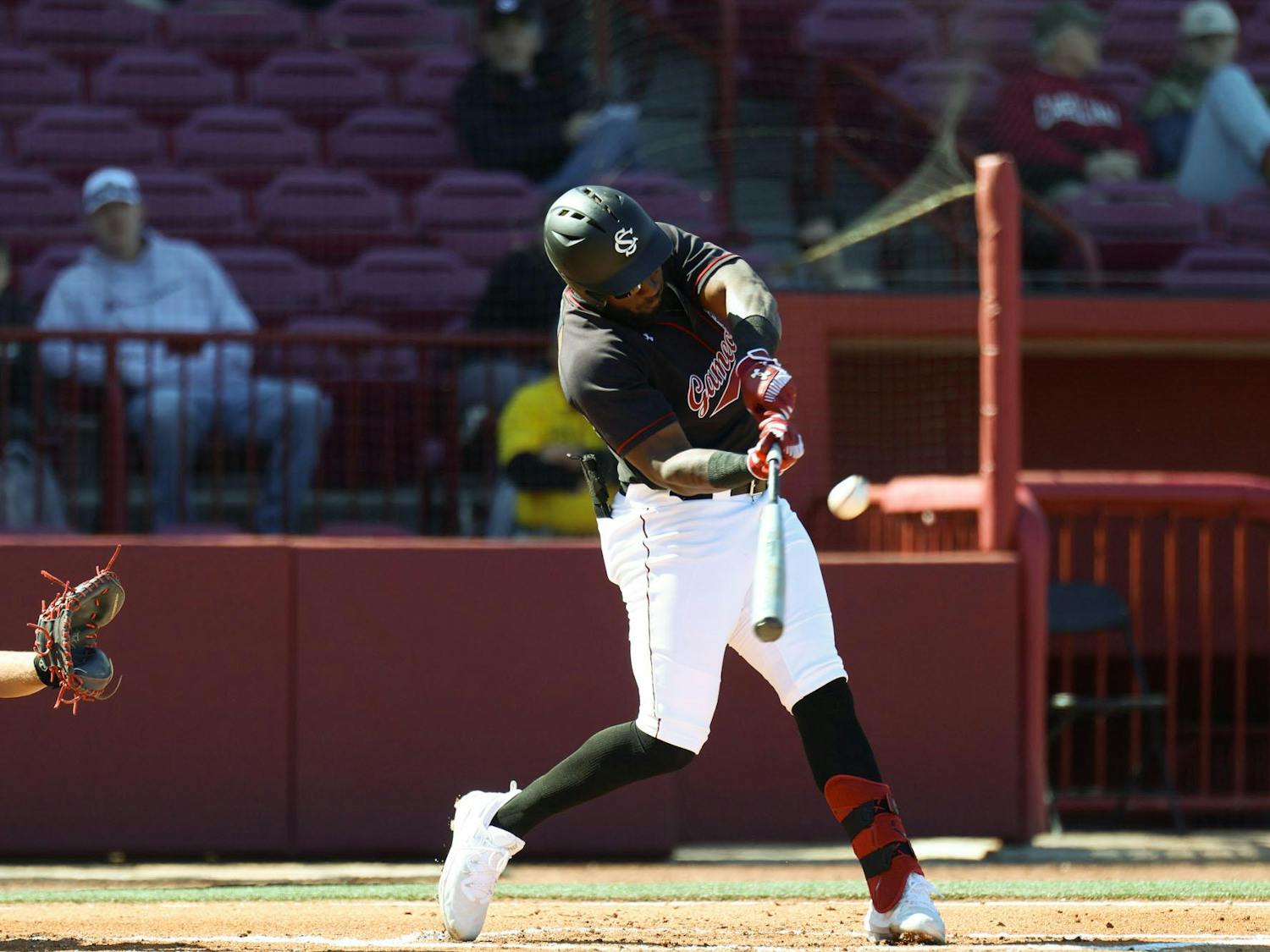 Junior outfielder Kennedy Jones hits a homerun during South Carolina's game against Belmont at Founders Park on Feb. 25, 2024. Jones recorded two hits and three RBIs in four at-bats during the Gamecocks' 12-1 victory over the Bruins.