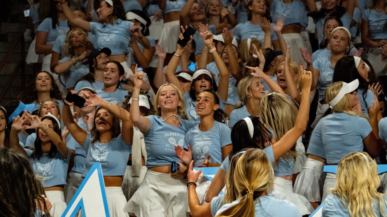 USC Sororities gathered Sunday afternoon, Aug. 21, 2022 at the Colonial Life Arena in costumes and sorority shirts to celebrate Bid Day. New members ran out of the Colonial Life tunnels to join their sororities at the center of the arena.