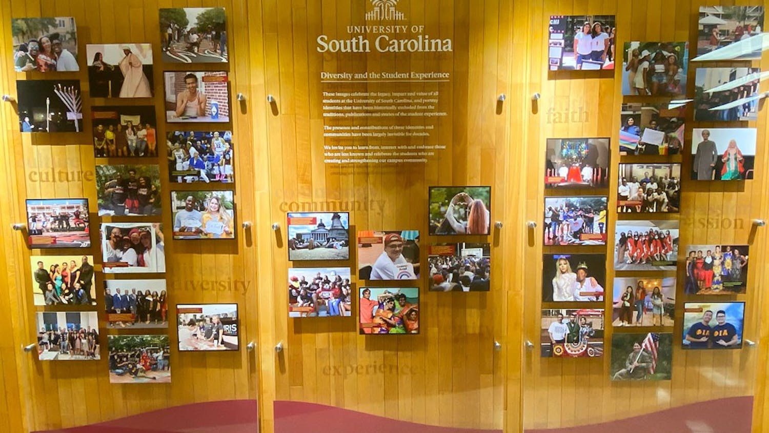 The Diversity and the Student Experience project, located on the second floor of Russell House, outside of the ballroom.