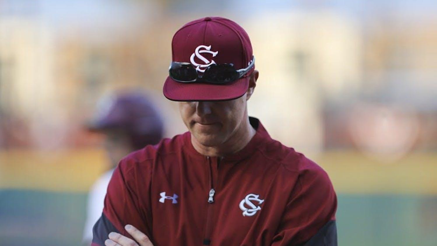 FILE—Head coach Mark Kingston takes a minute to think during a game against Virginia Military Institute on Feb. 16, 2018.