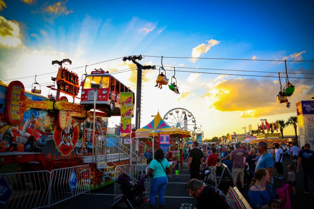 <p>The sun sets on College Day at the 2018 South Carolina State Fair.</p>
