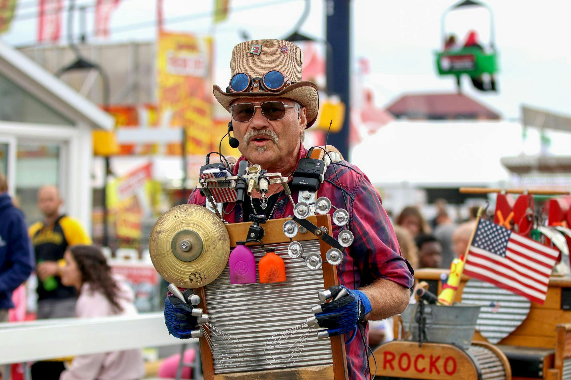 Washboard Willy performs for visitors at the South Carolina State Fair in Columbia, South Carolina, on Oct. 10, 2025. The fair offered numerous live performances, including a circus, multiple musical stages and performers walking in the streets.