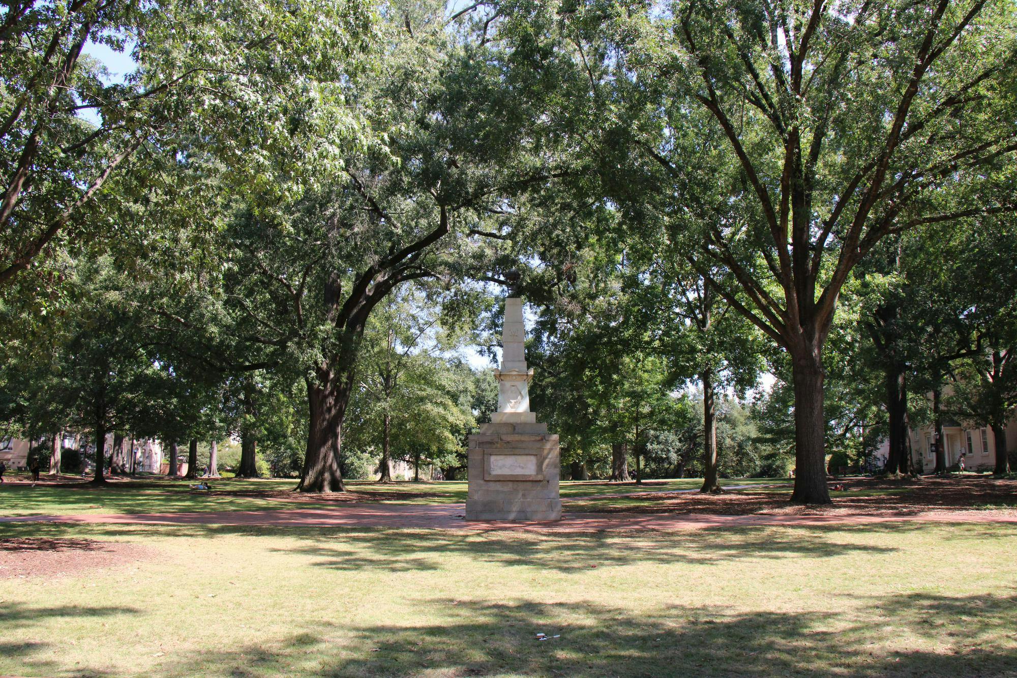 In the middle of the USC Horseshoe is the Maxcy Monument, designed by Robert Mills. It honors the university’s first president, Jonathan Maxcy.
