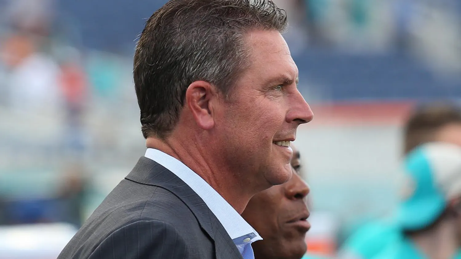 Dan Marino watches from the sidelines before the Miami Dolphins face the Atlanta Falcons in an NFL preseason game on Thursday, Aug. 25, 2016 at Camping World Stadium in Orlando, Fla. (Stephen M. Dowell/Orlando Sentinel/TNS)