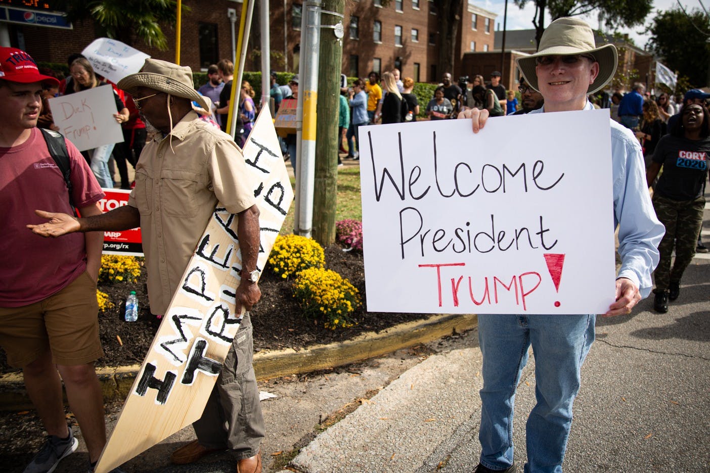 Protestors and supporters at Benedict College Oct. 25.