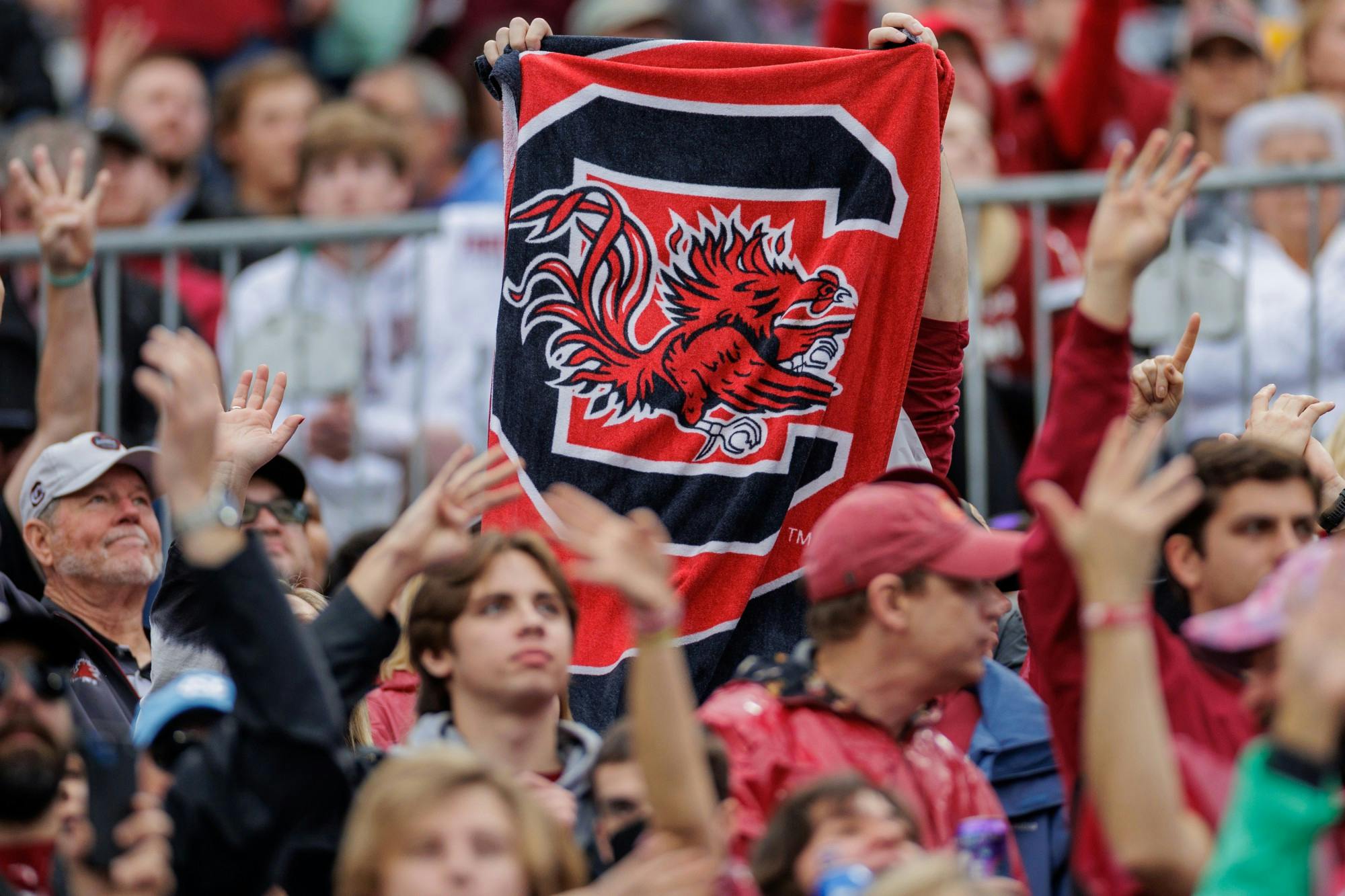 Fans hold up a South Carolina flag at the Duke's Mayo Bowl. The bowl game was a highlight for the Gamecocks over winter break.