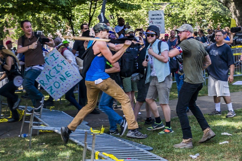 On Saturday, Aug. 12, 2017, a veritable who's who of white supremacist groups clashed with hundreds of counter-protesters during the "Unite The Right" rally in Charlottesville, Va. Dozens were injured in skirmishes and many others after a white nationalist plowed his sports car into a throng of protesters. One counter-protester died after being struck by the vehicle. The driver of the car was caught fleeing the scene and the governor of Virginia issued a state of emergency. (Michael Nigro/Pacific Press/Zuma Press/TNS) 