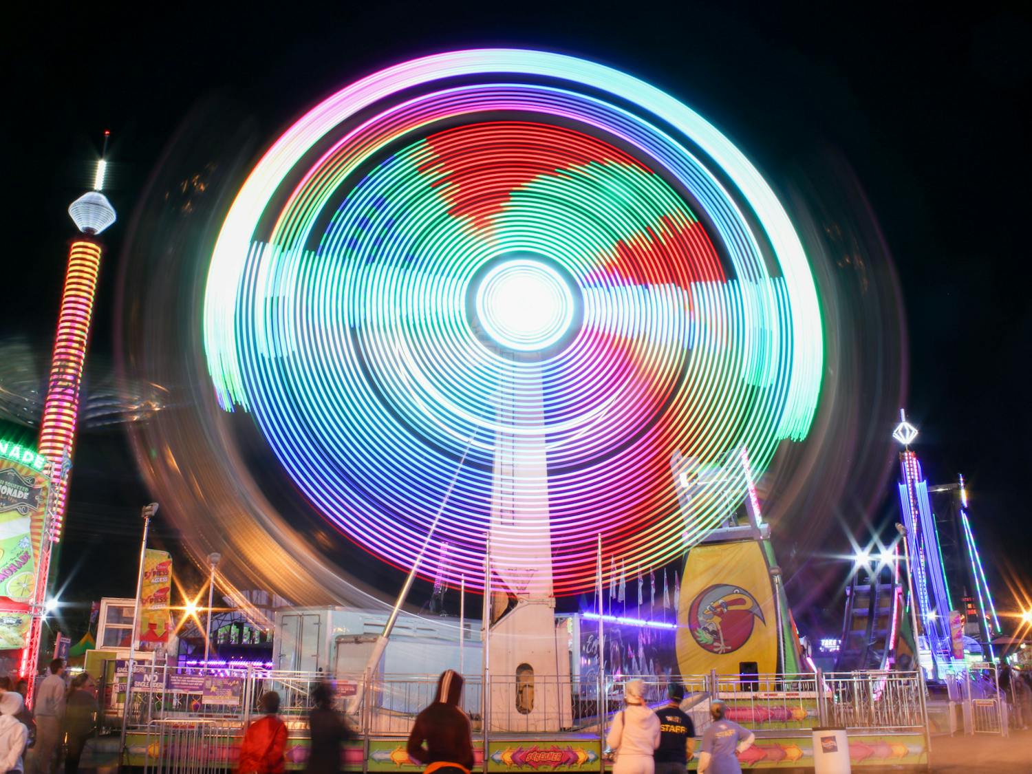 This ride, called The Screamer, takes riders in loops, starting with a slow swing through the air before building into a faster and longer swing taking the fair attendee around the large structure within seconds. This ride was one of many featured at the South Carolina State Fair on Oct. 23, 2022. 