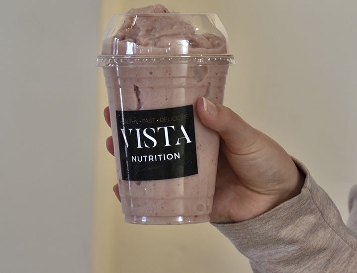 A strawberry milkshake is one of the many items offered by Vista Nutrition on Gervais Street.