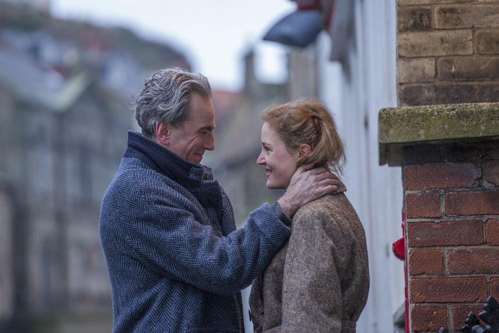 Daniel Day-Lewis stars as Reynolds Woodcock and Vicky Krieps stars as Alma in the film, &quot;Phantom Thread.&quot; (Laurie Sparham/Focus Features)