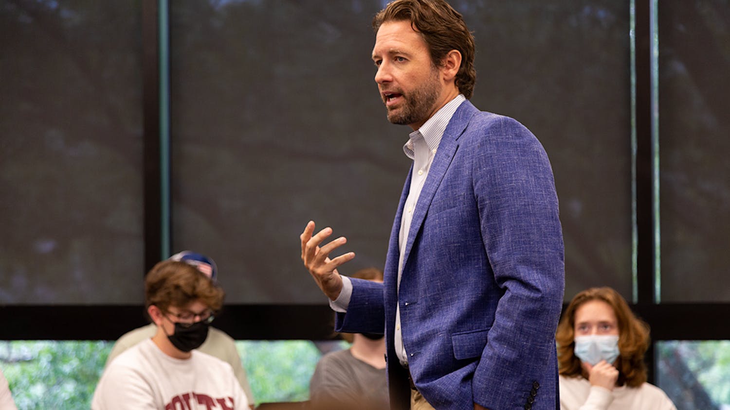 SC Democratic gubernatorial candidate Joe Cunningham speaks to a full room at Russell House.