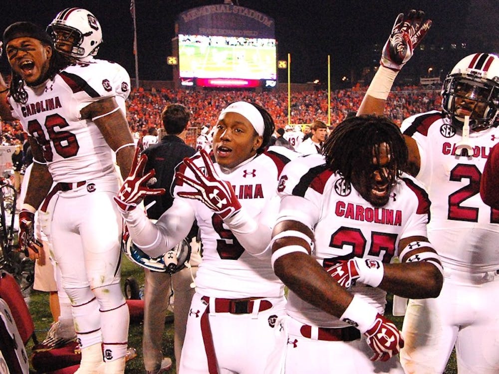 After beating Clemson on Saturday, the Gamecocks celebrated the 27-17 win in Memorial Stadium. USC hasn’t beaten the Tigers four times in a row since 1951–54.