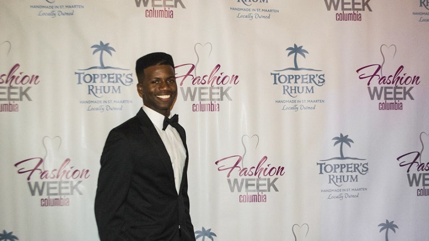 Fashion model and one of the 25 Most Stylish People in Columbia&nbsp;Lee Livingston models a tuxedo at Columbia Fashion Week's "Beautiful People Party."