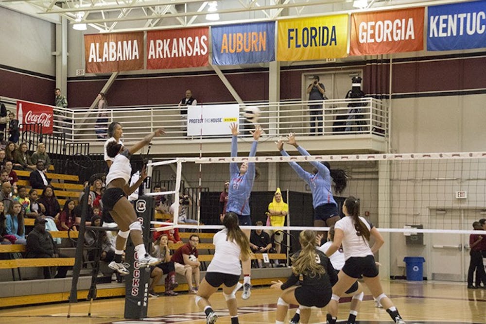 <p>Junior outside hitter Dessaa Legros had a total of five kills in the defeat of Ole Miss on Sunday.</p>