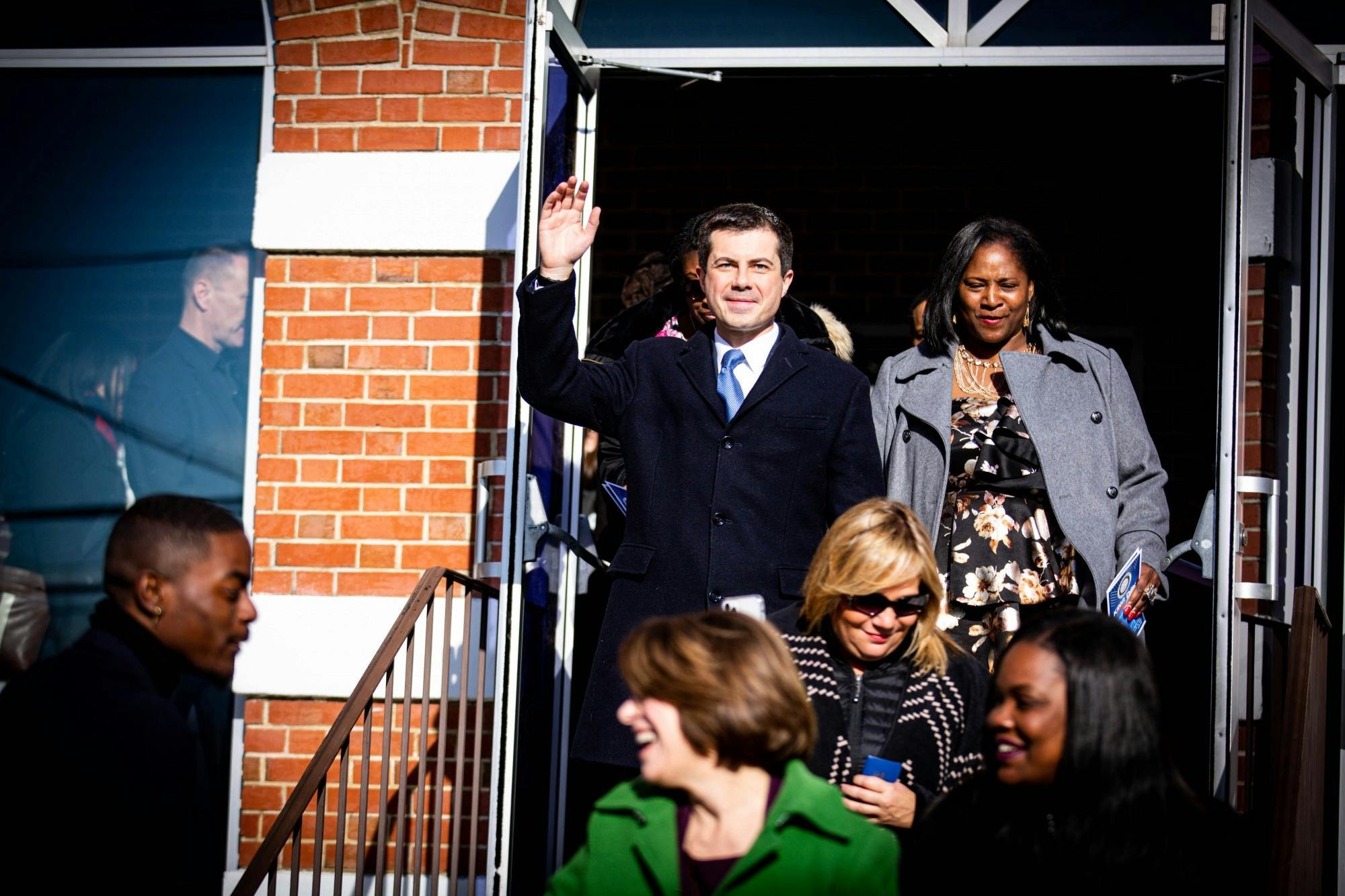 Mayor Pete Buttigieg walking to join the King Day at the Dome rally at Zion Baptist Church on Martin Luther King Jr. Day Jan. 20.