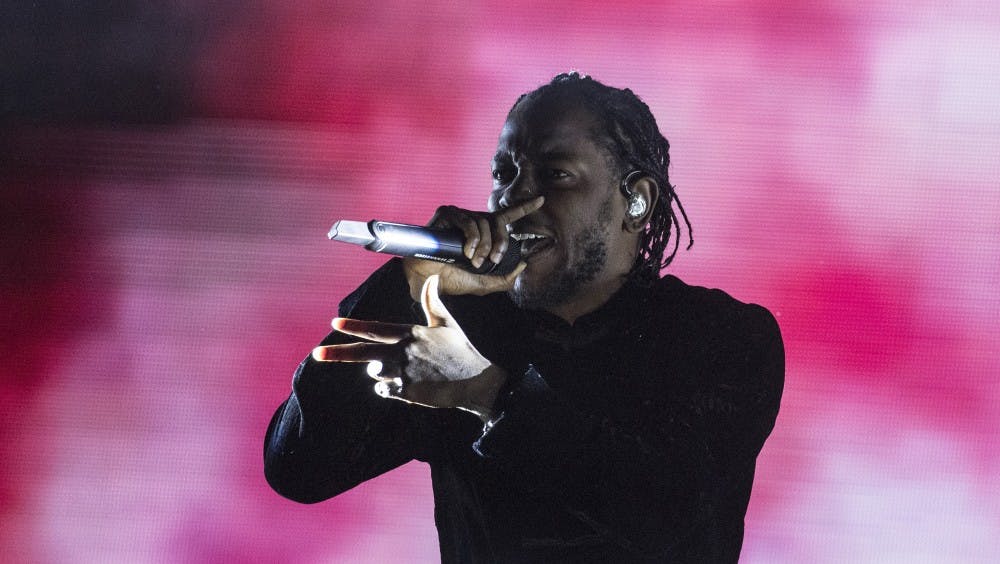 Kendrick Lamar, on stage at the Coachella Valley Music and Arts Festival in Indio, Calif., on April 23, 2017. Lamar won the 2018 Pulitzer Prize for music for his album "Damn." (Brian van der Brug/Los Angeles Times/TNS)