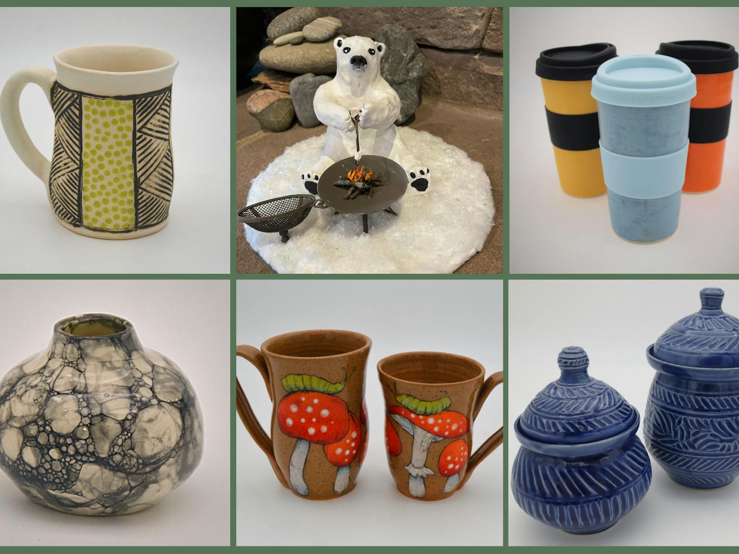 The Midlands Clay Art Society is having a holiday sale over in early December, 2022. All artwork being sold was made by local artists.