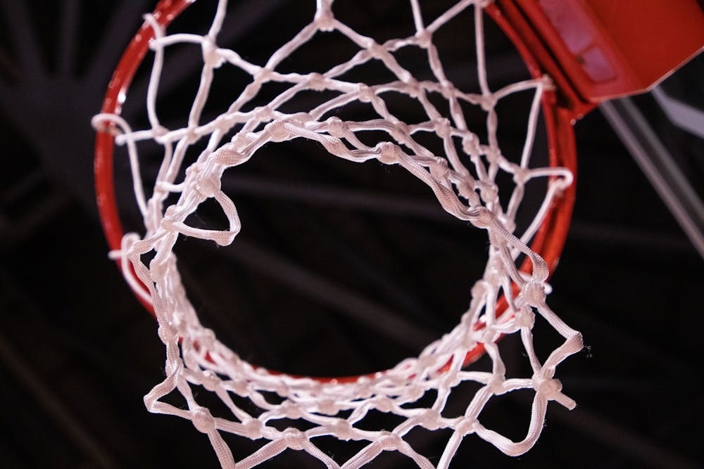 <p>FILE—Basketball net in Colonial Life Arena.</p>