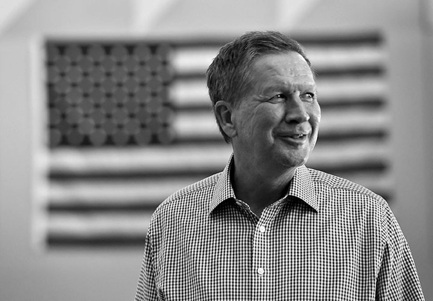 Ohio Gov. John Kasich looks on before he speaks at the Clark County Republican Party headquarters on June 11, 2015 in Las Vegas. On July 21, Kasich announced his bid for the Republican presidential nomination. (David Becker/Zuma Press/TNS) 