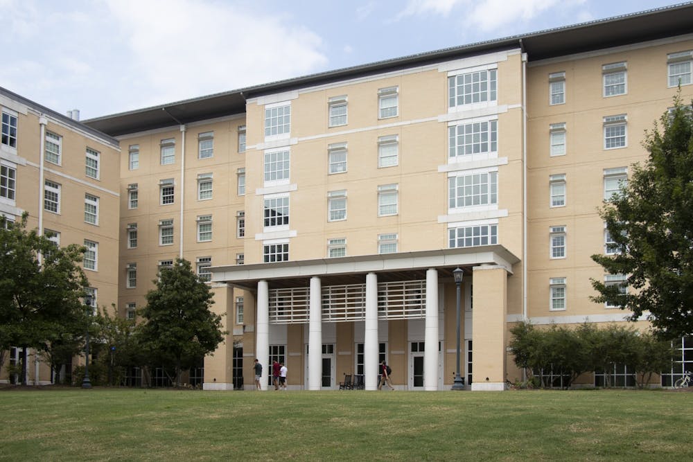 <p>FILE — An exterior photo of the Honors Residence Hall. Honeycomb Café&nbsp;and the Buzz have been closed until further notice after a pipe burst on the second floor.</p>