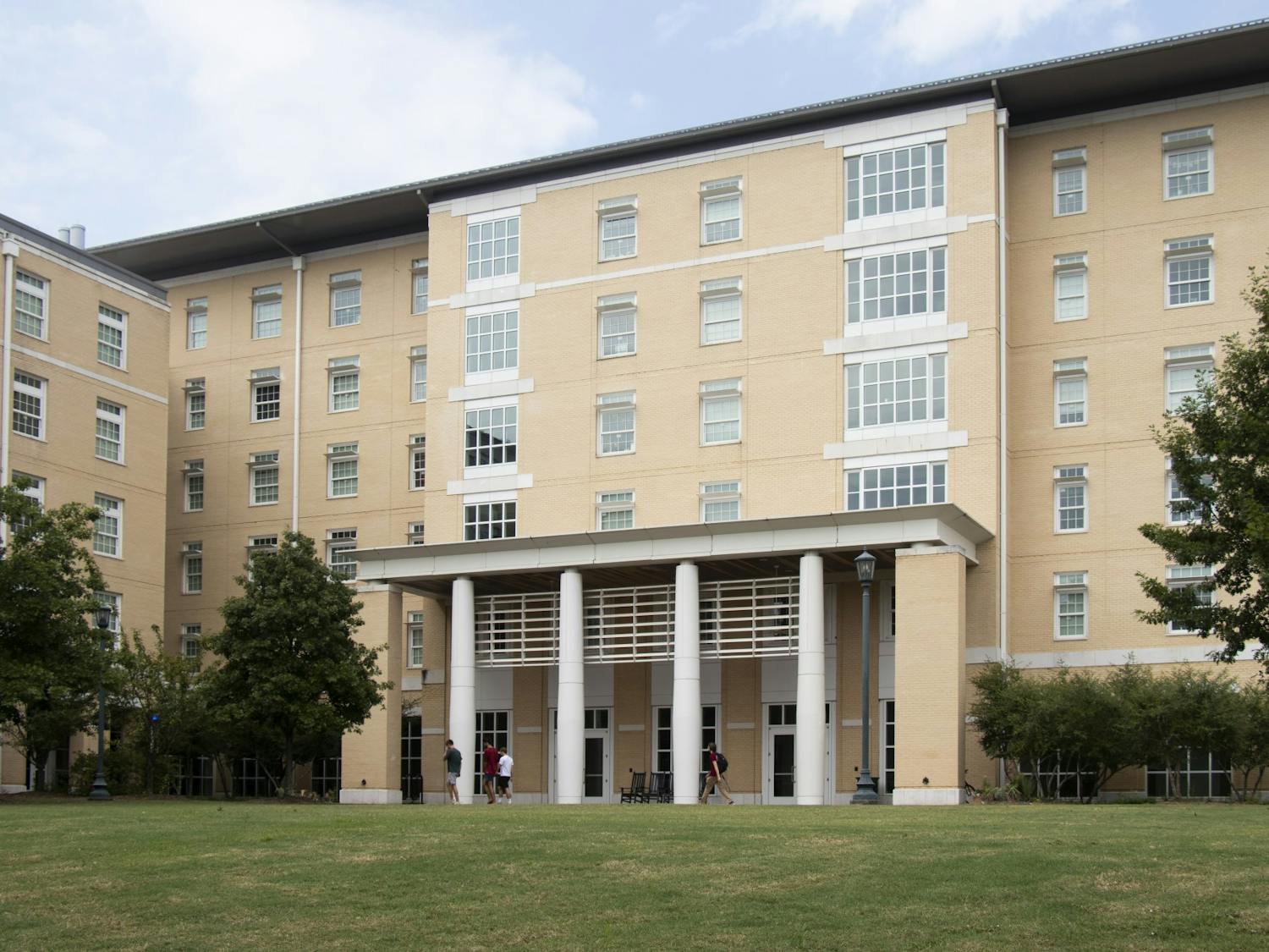 FILE — An exterior photo of the Honors Residence Hall. Honeycomb Café&nbsp;and the Buzz have been closed until further notice after a pipe burst on the second floor.