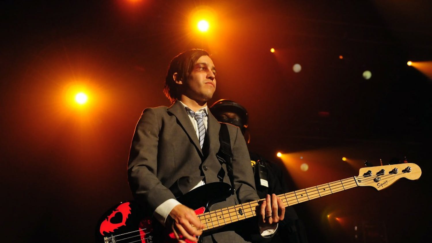 Pete Wentz of Fall Out Boy performs on Friday, April 24, 2009, at Bojangles' Coliseum in Charlotte, North Carolina. (Jeff Siner/Charlotte Observer/MCT)