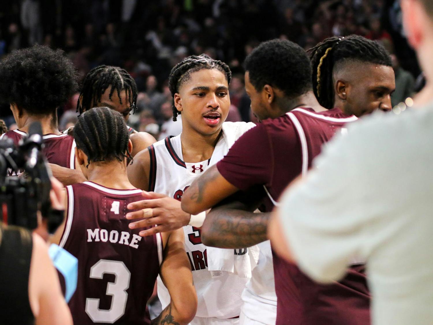 The South Carolina men's basketball team defeated Mississippi State on Jan. 6, 2024, at Colonial Life Arena. The Gamecocks faced the Bulldogs in the opening game of SEC play for the season and are now 13-1 for the sixth time in school history.