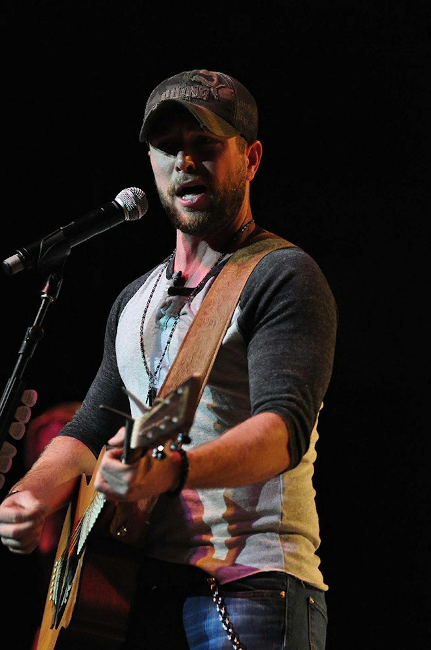	Chris Lane sported casual attire while performing a wide range of songs from Lynyrd Skynyrd to Fat Joe.