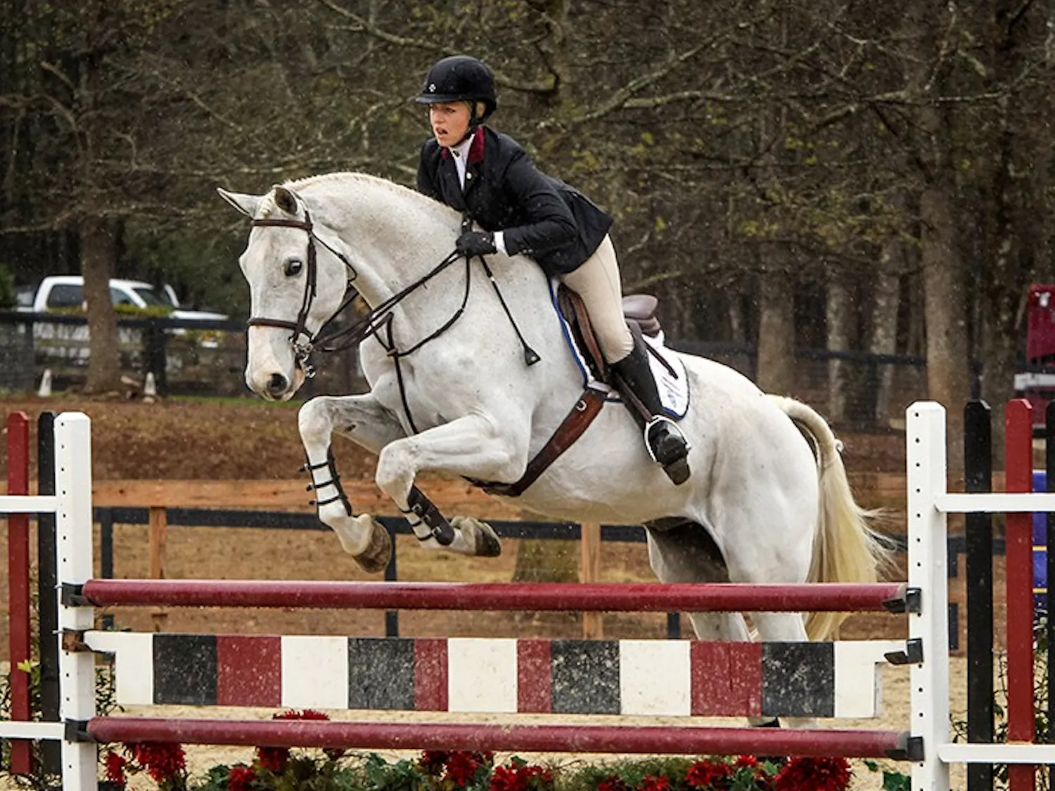 South Carolina's Samantha Kraus competes on Perfekt during the Equitation Over Fences competition against Texas A&M in Blythewood, S.C., Friday, March 28, 2014. (Tim Dominick/The State/MCT)