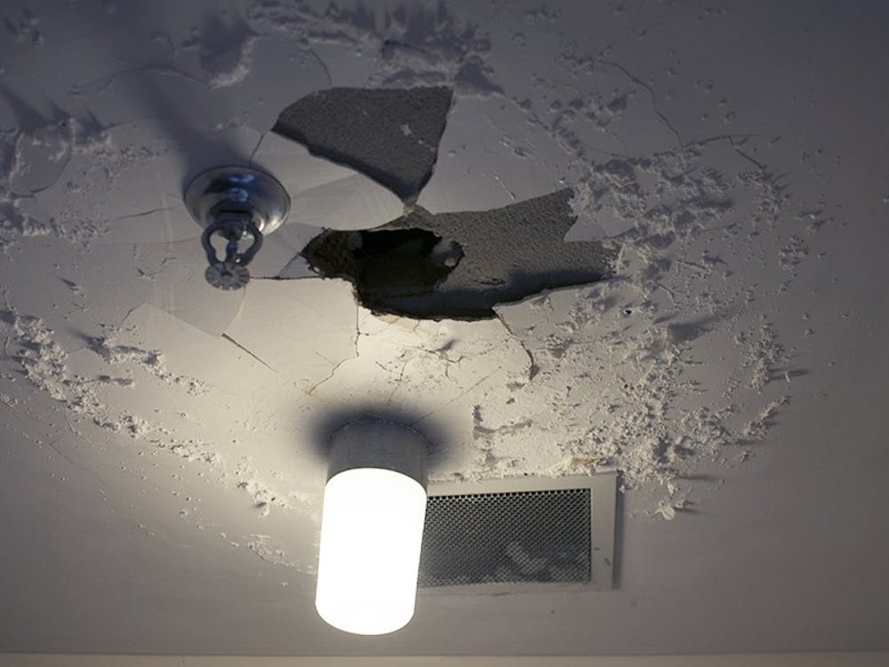 A ceiling in the 38-year-old Thomson Student Health Center is crumbling because of water damage.