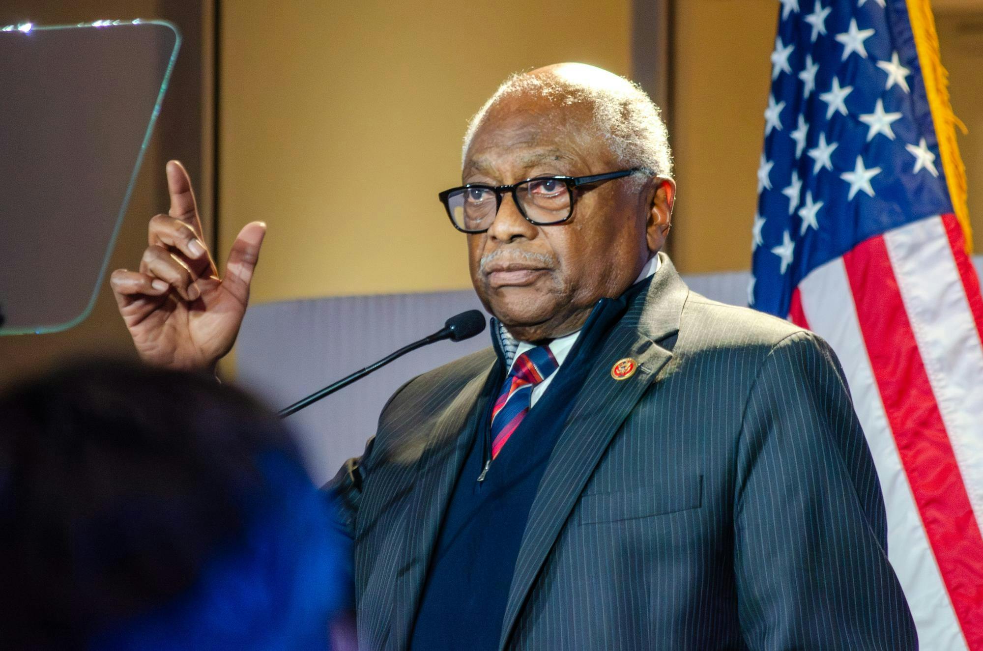U.S. Representative Jim Clyburn speaks at an event honoring former President Joe Biden at the Columbia Museum of Art at 1515 Main St., Columbia, South Carolina, Feb. 27, 2026. Clyburn represents South Carolina’s sixth district, which includes much of Columbia and the Charleston area.